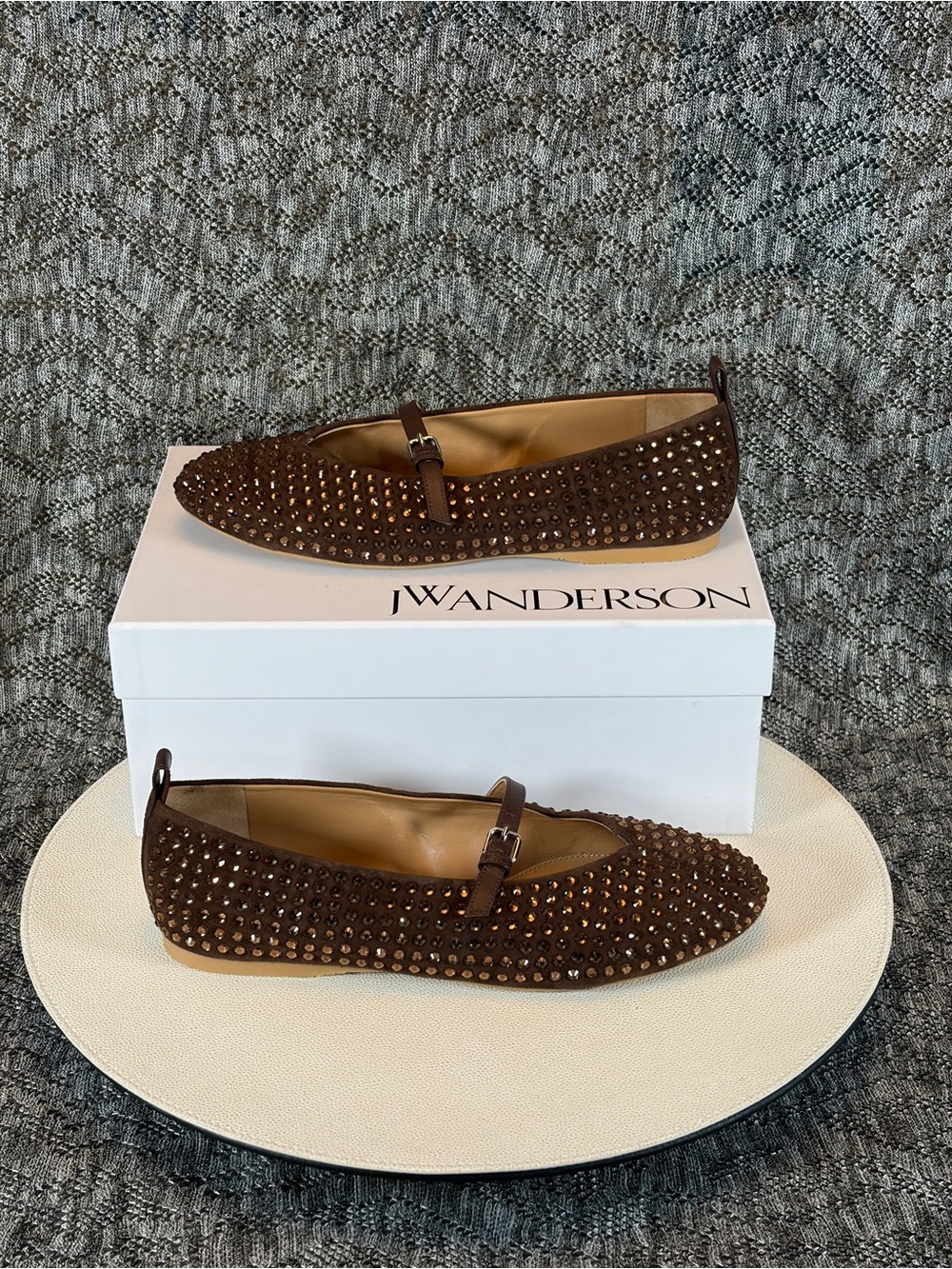 JW Anderson Strass Ballerina Mary Jane flat crystal embellished 37